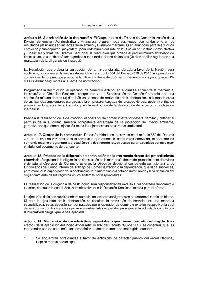 Resolucion 42 2016 DIAN