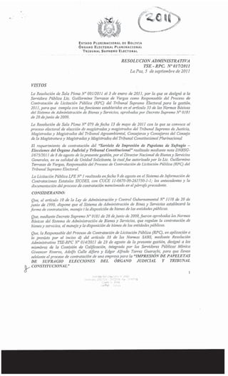 Resolucion administrativa - Servicio de impresion de papeletas de sufragio