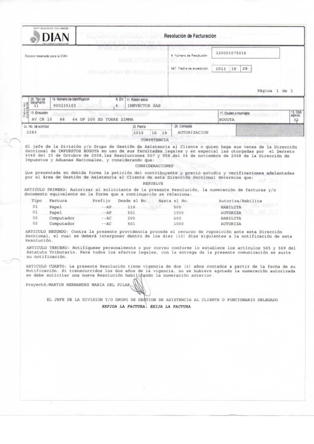 resolucion de facturación innvector