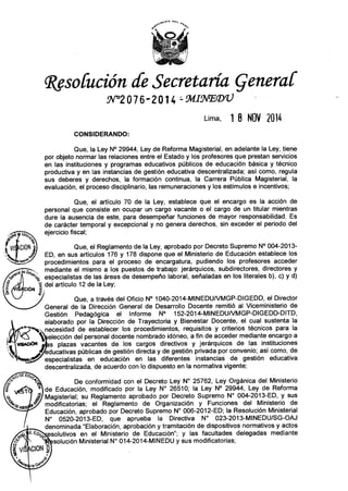 Resolucion de  secretaria general n° 2076 2014-minedu