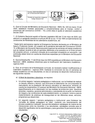 Resolución 1538   Calendario académico Bucaramanga 2020