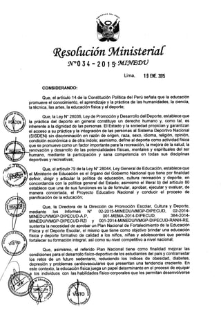 resolucion_RM034-2015-MINEDU  PLAN NACIONAL DEL FORTALECIMIENTO DE LA EDUCACION FISICA Y EL DEPORTE ESCOLAR