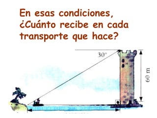 En esas condiciones,  ¿Cuánto recibe en cada transporte que hace? 