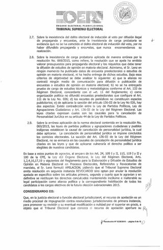 Resolucion del TSE que cancela la personería de UD