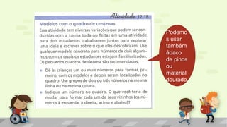 Podemo
s usar
também
ábaco
de pinos
ou
material
dourado
 