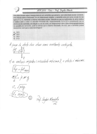 Prova de Física Resolvida AFA 2015