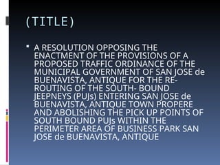 RESOLUTION MAKING for Secondary Supreme Learners Government (SSLG) | PPT