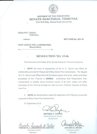 Resolution no. 15 06 dated 07 september 2015