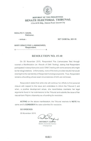 Resolution No. 15-10 dated 6 November 2015