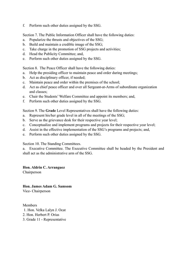SSG Internal Rules And Regulations SSG Internal Rules And Regulations