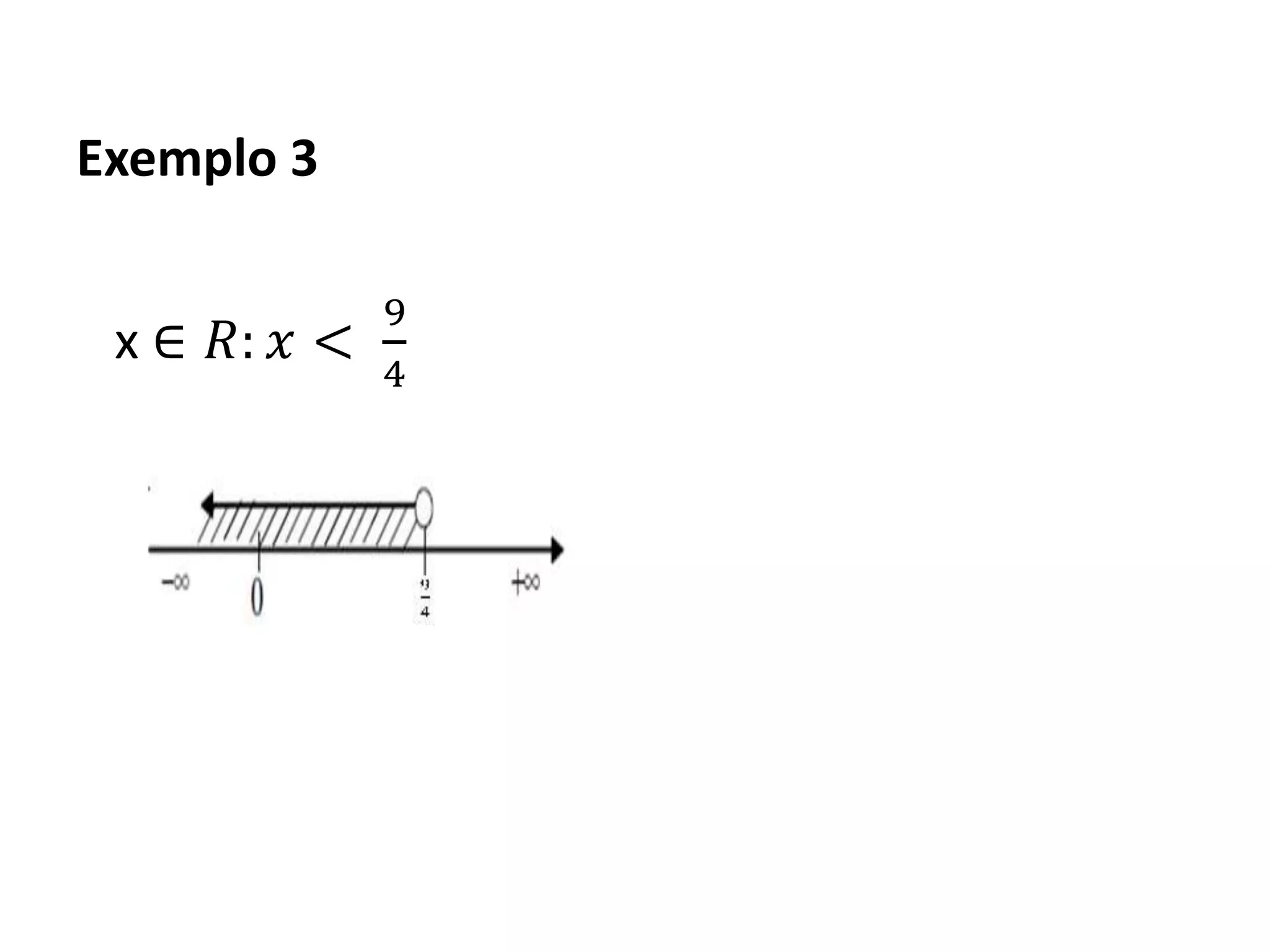 Exemplo 3
x ∈ 𝑅: 𝑥 <
9
4