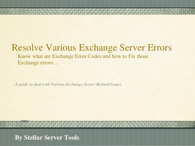 resolve-various-exchange-server-errors