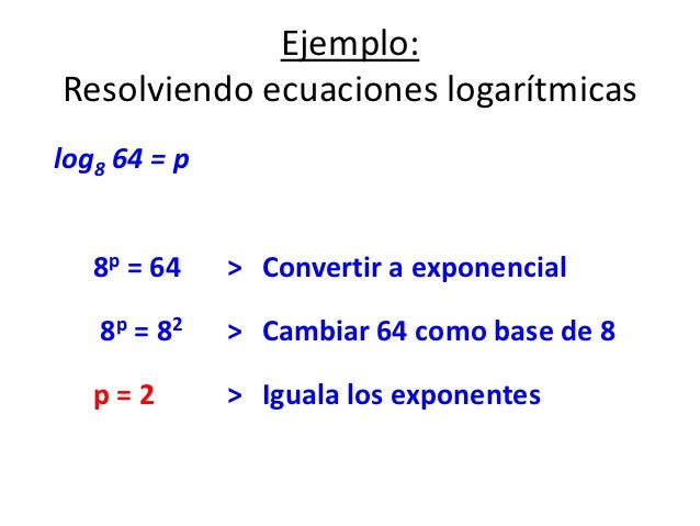 log5=x log2=y i log Resolviendo exp y