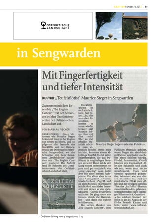 GEZEITENKONZERTE 2012   55




in Sengwarden




   Ostfriesen-Zeitung vom 9. August 2012, S. 15
 