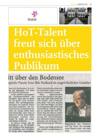 GEZEITENKONZERTE 2012   71




HoT-Talent
freut sich über
enthusiastisches
Publikum
 