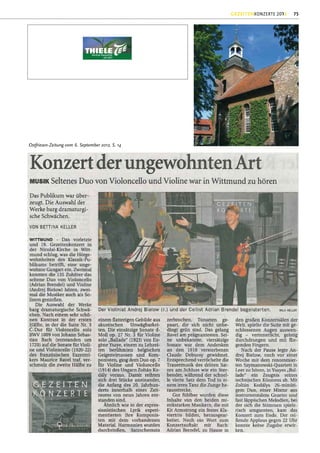 GEZEITENKONZERTE 2012   75




                                Höchste Teequalität
                                          seit 1873




Ostfriesen-Zeitung vom 6. September 2012, S. 14
 