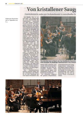 82    GEZEITENKONZERTE 2012




Ostfriesische Nachrichten
vom 10. September 2012,
S. 4
 