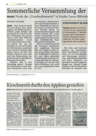84    GEZEITENKONZERTE 2012




Nordwest-Zeitung vom 10. September 2012, S. 26




Ostfriesen-Zeitung vom 10. September 2012, S. 11
 
