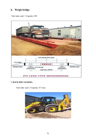 51
6. Weigh bridge
Total units used: 1 Capacity: 60T
7. BACK HOE LOADER:-
Total units used: 2 Capacity: 0.7 Cum
 