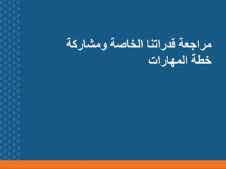 ‫ومشاركة‬ ‫الخاصة‬ ‫قدراتنا‬ ‫مراجعة‬
‫المهارات‬ ‫خطة‬
 