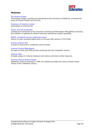 Vic Research Guide Resource guide-to-victorian-literature | PDF