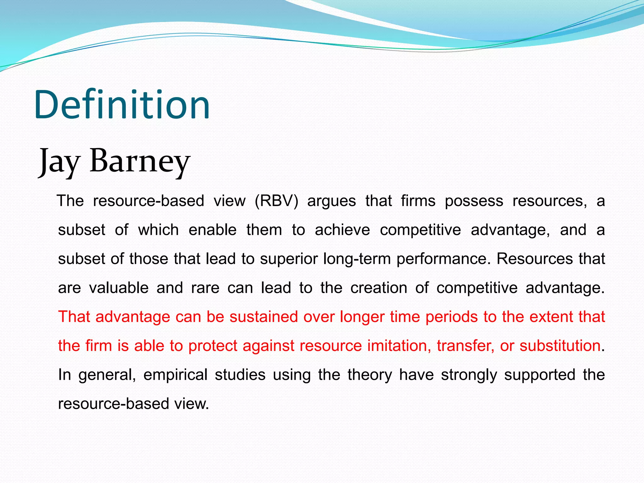 Resource based view of firm | PPTX