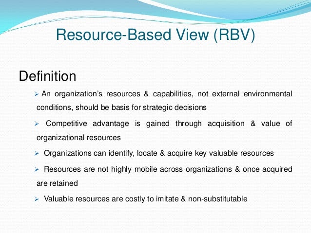 Resource Based View Of Firm