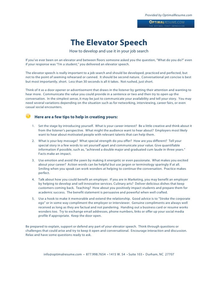 How to Write a Job Search Elevator Speech
