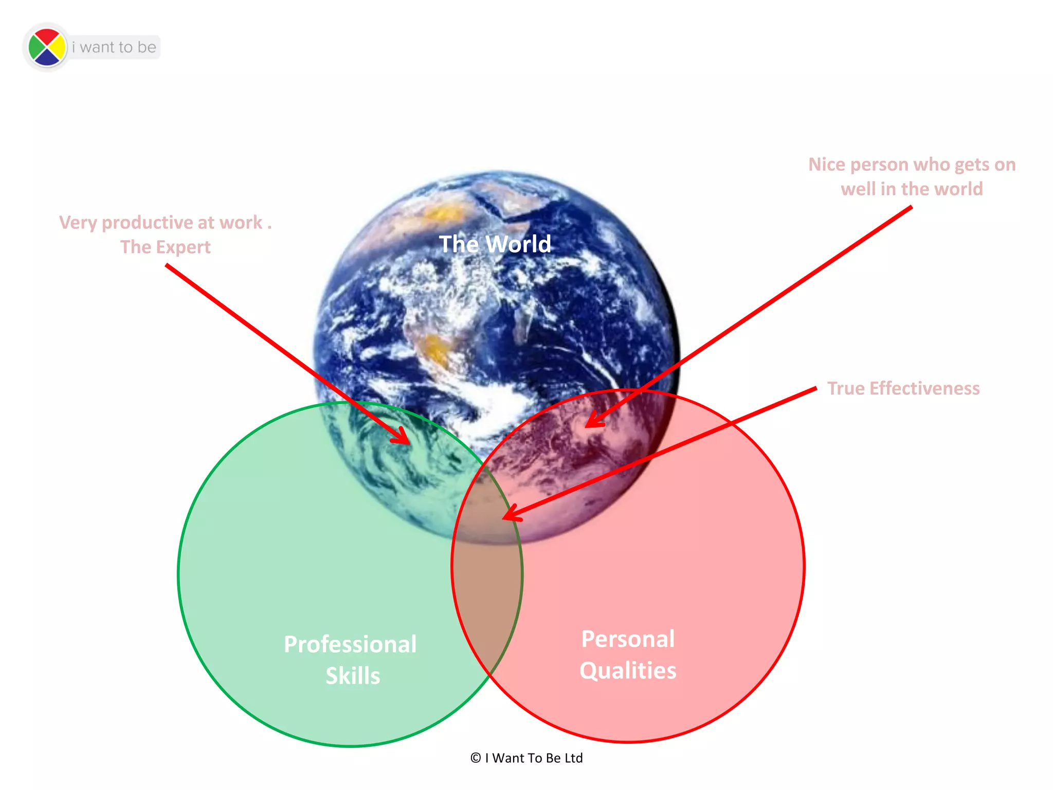© I Want To Be Ltd
The World
Professional
Skills
Personal
Qualities
Nice person who gets on
well in the world
Very productive at work .
The Expert
True Effectiveness
 