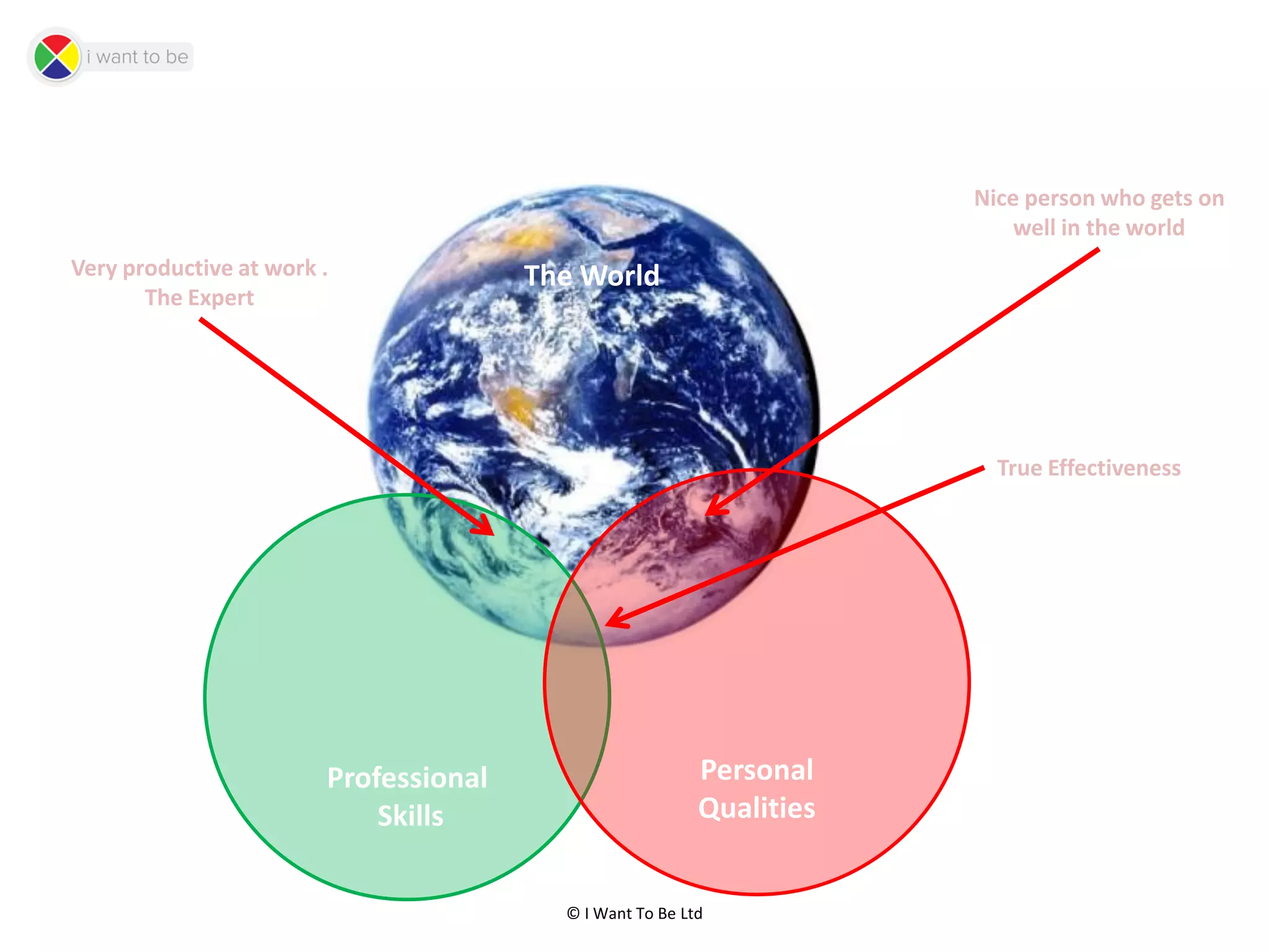 © I Want To Be Ltd
The World
Professional
Skills
Personal
Qualities
Nice person who gets on
well in the world
Very productive at work .
The Expert
True Effectiveness
 