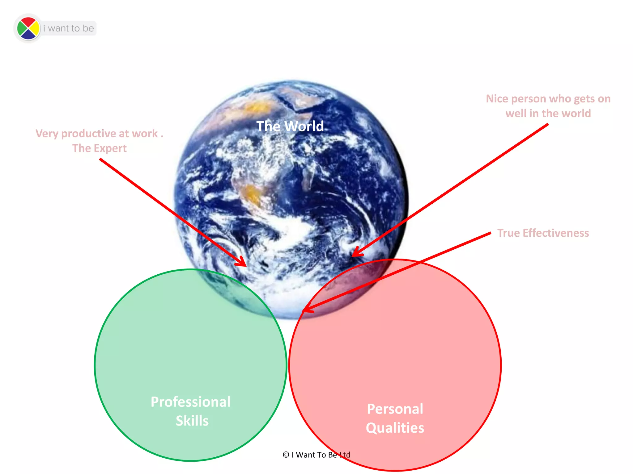 © I Want To Be Ltd
The World
Professional
Skills
Personal
Qualities
Nice person who gets on
well in the world
Very productive at work .
The Expert
True Effectiveness
 