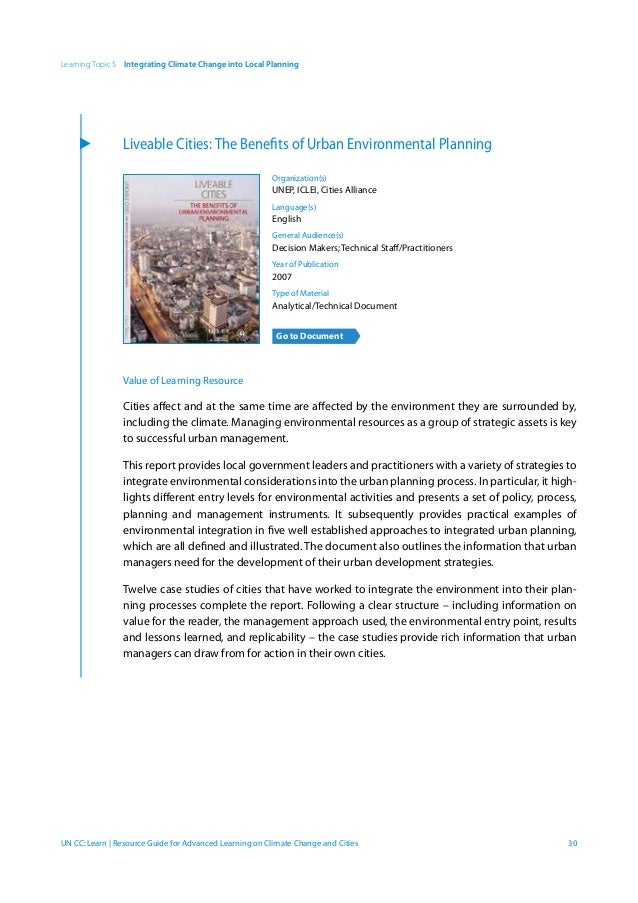 Resource Guide For Advanced Learning On Climate Change And - 
