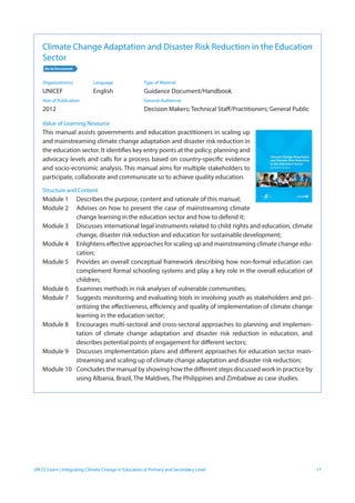 Advanced Learning on Integrating Climate Change in Education at Primary ...