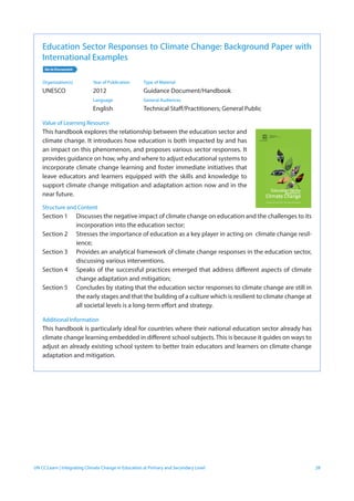 Advanced Learning on Integrating Climate Change in Education at Primary ...