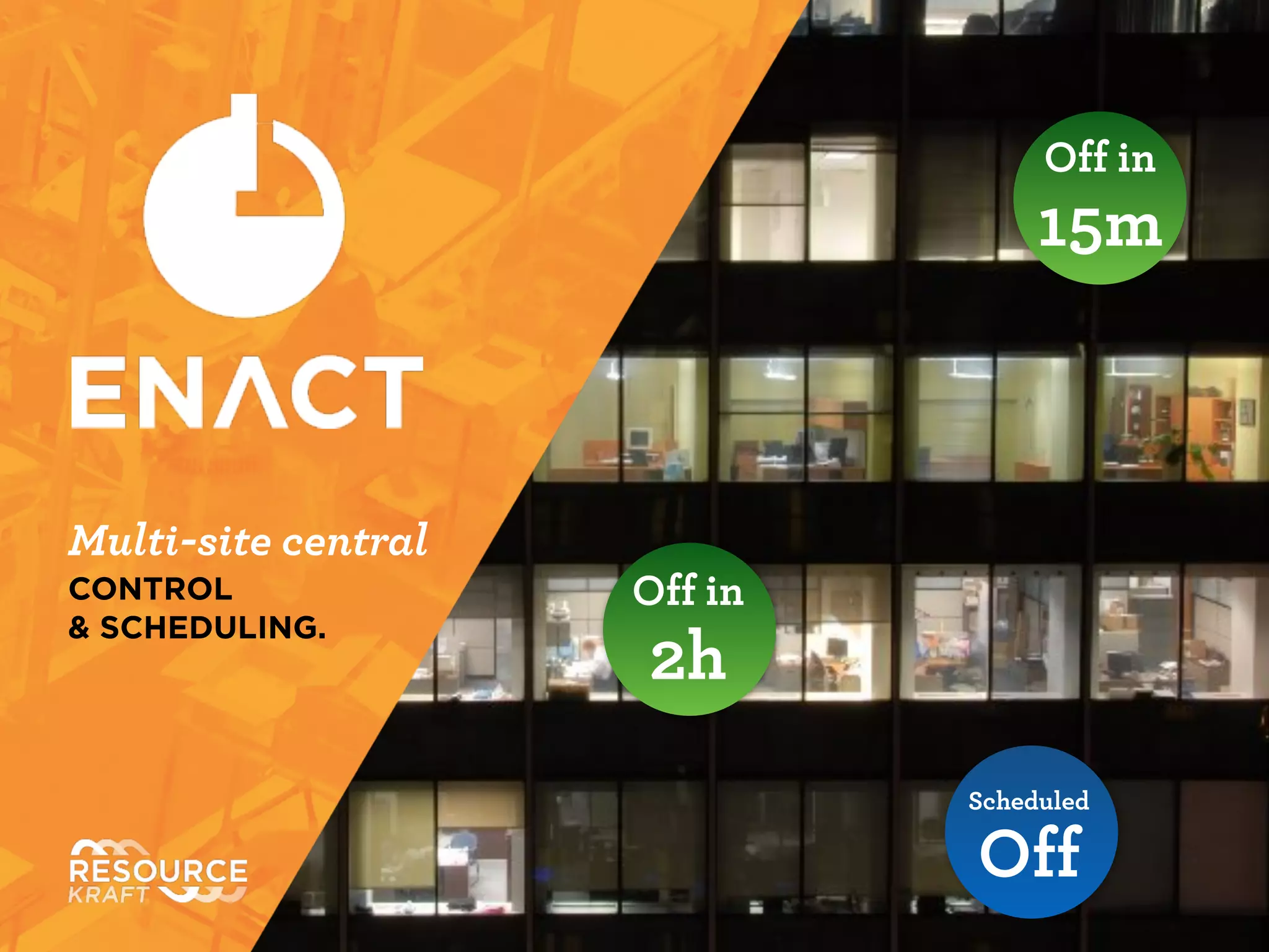 Scheduled
Oﬀ
Oﬀ in
15m
Oﬀ in
2h
Multi-site central
CONTROL
& SCHEDULING.
 
