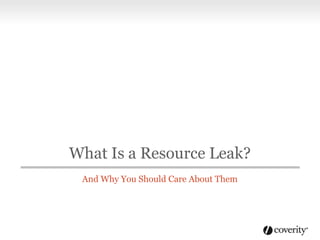 Resource Leaks in Java | PPTX