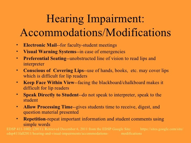 hearing impairment accommodations