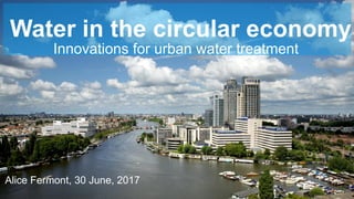 Water in the circular economy
Alice Fermont, 30 June, 2017
Innovations for urban water treatment
 