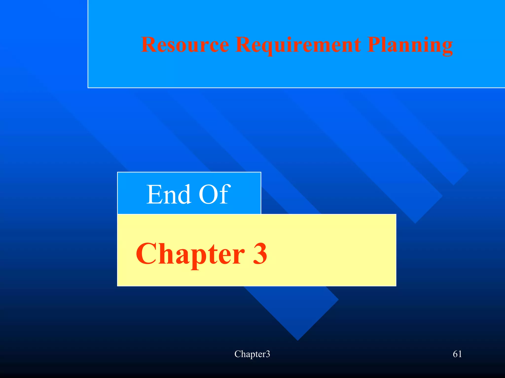 Resource Requirement Planning




End Of

Chapter 3


         Chapter3           61
 