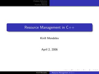 Resource Management in C++ | PPT