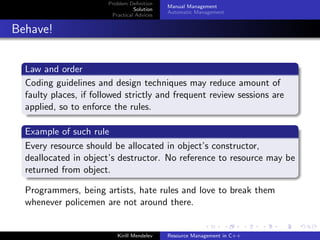 Resource Management in C++