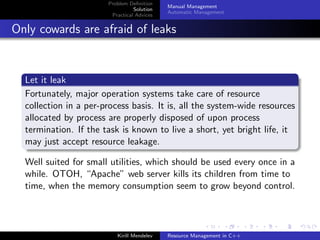 Resource Management in C++