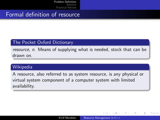 Resource Management in C++