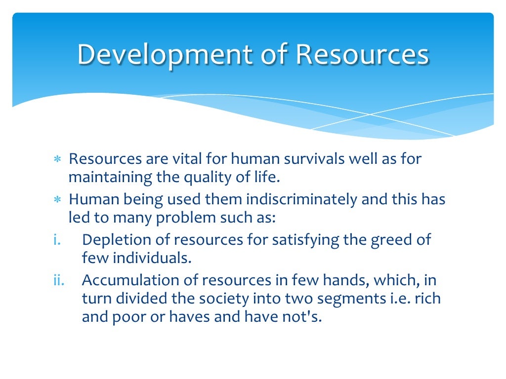 Resources and Development