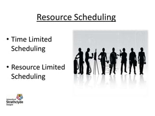 Resource Scheduling
• Time Limited
Scheduling
• Resource Limited
Scheduling

 
