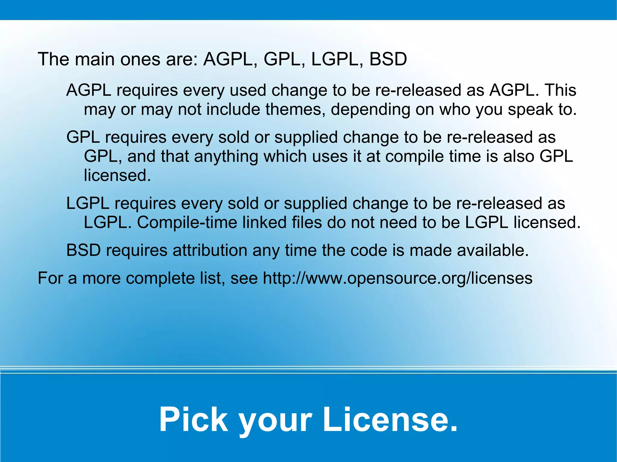 3^h 4 reasons why you are here You're a FLOSS developer who's about to start a new project 