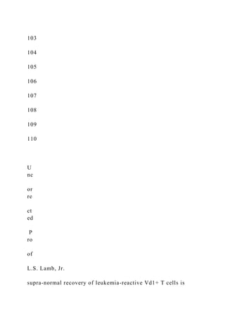 103
104
105
106
107
108
109
110
U
nc
or
re
ct
ed
P
ro
of
L.S. Lamb, Jr.
supra-normal recovery of leukemia-reactive Vd1+ T cells is
 