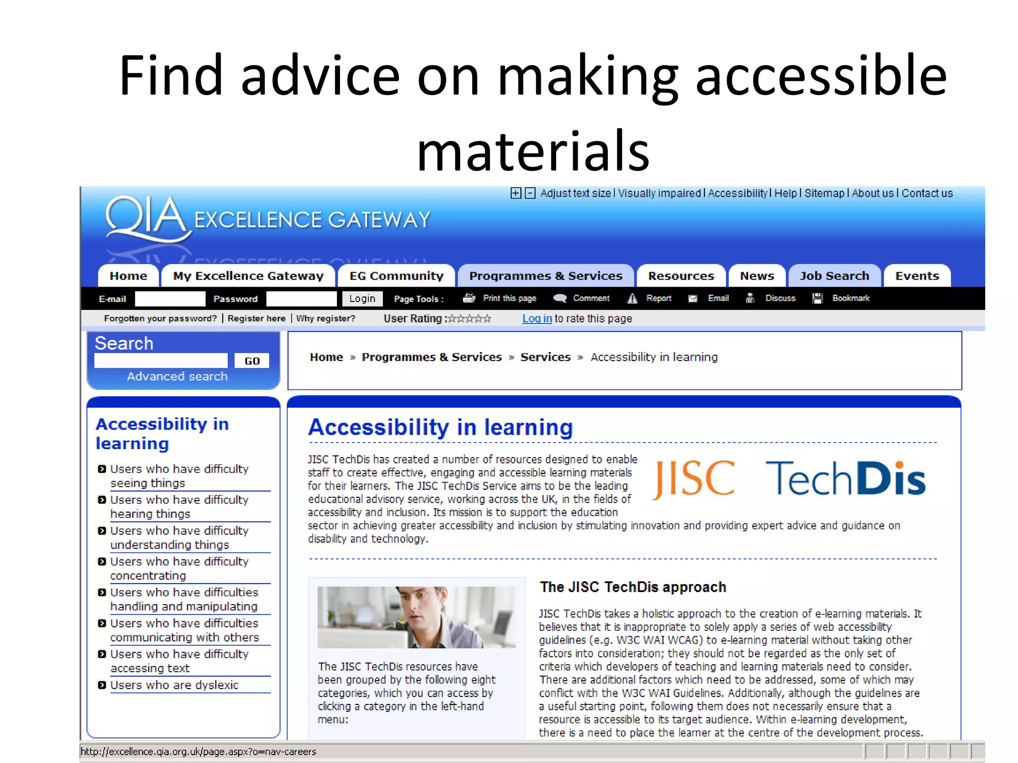 Find advice on making accessible materials 