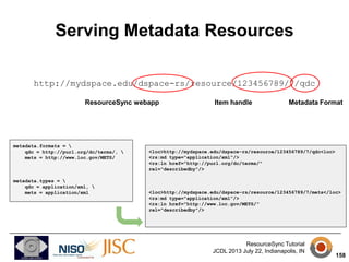 The Metadata Harvesting Use Case
1. Identification of metadata records within a service

1. Use of standards in metadata f...