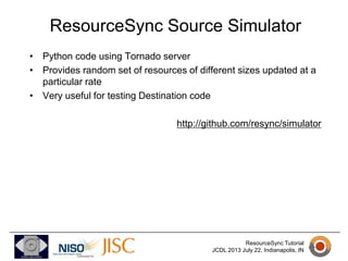 ResourceSync @ arXiv
• Use ResourceSync for both mirroring and public data access
o efficient updates
o ability to do peri...